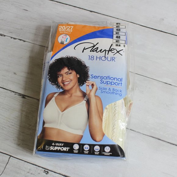 Playtex 18 Hour Women's Bra Plus Size 46B Wire Free Full Figure White - Picture 1 of 8